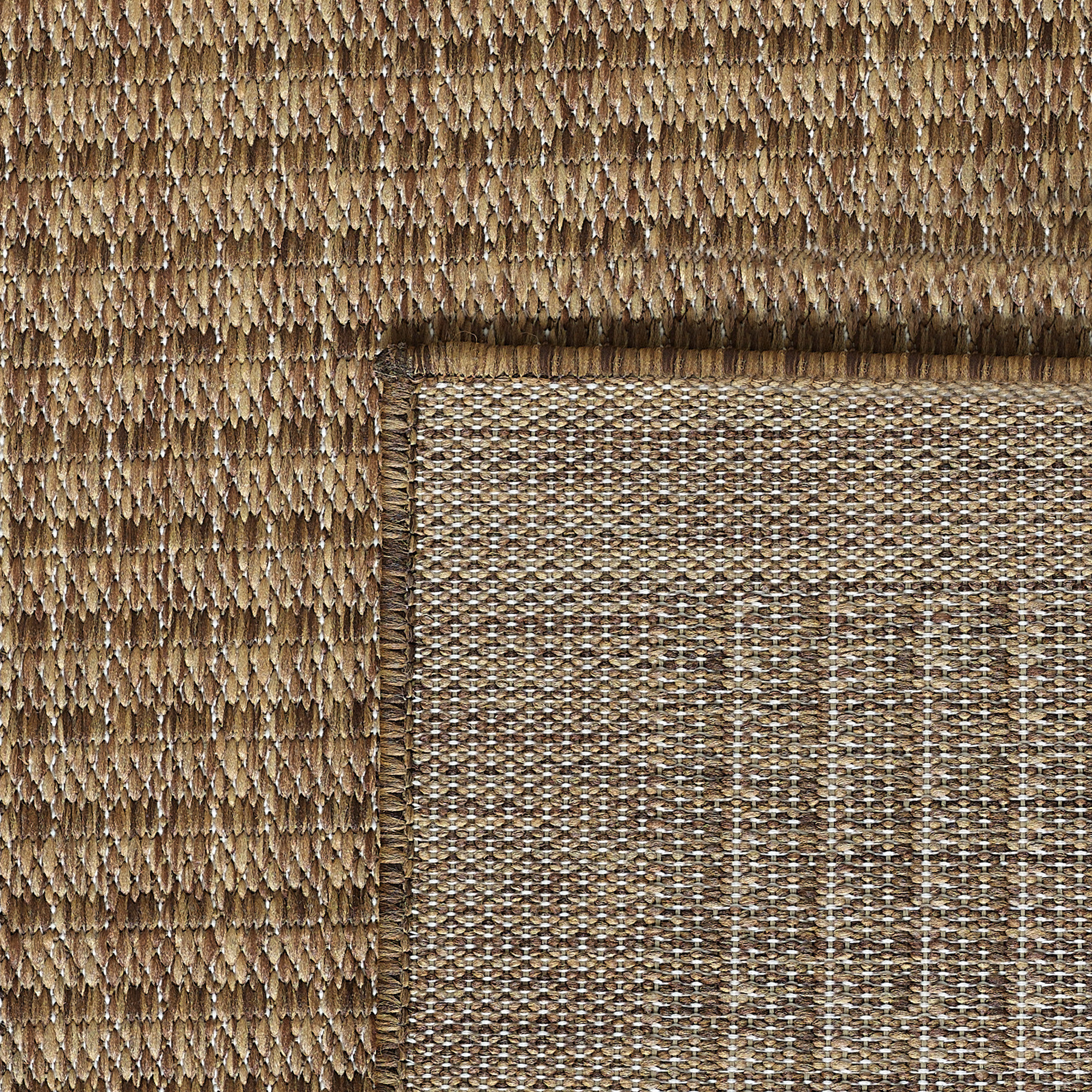 Solid Tuin - Rond Buitenkleed - Indoor & Outdoor - Laagpolig Effen - Bruin Beige