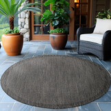 Solid Tuin - Rond Buitenkleed - Indoor & Outdoor - Laagpolig Effen - Zwart