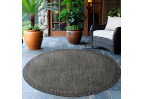 Solid Tuin - Rond Buitenkleed - Indoor & Outdoor - Laagpolig Effen - Zwart