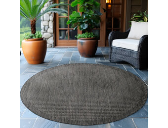 Solid Tuin - Rond Buitenkleed - Indoor & Outdoor - Laagpolig Effen - Zwart
