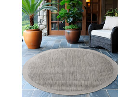 Solid Tuin - Rond Buitenkleed - Indoor & Outdoor - Laagpolig Effen - Grijs