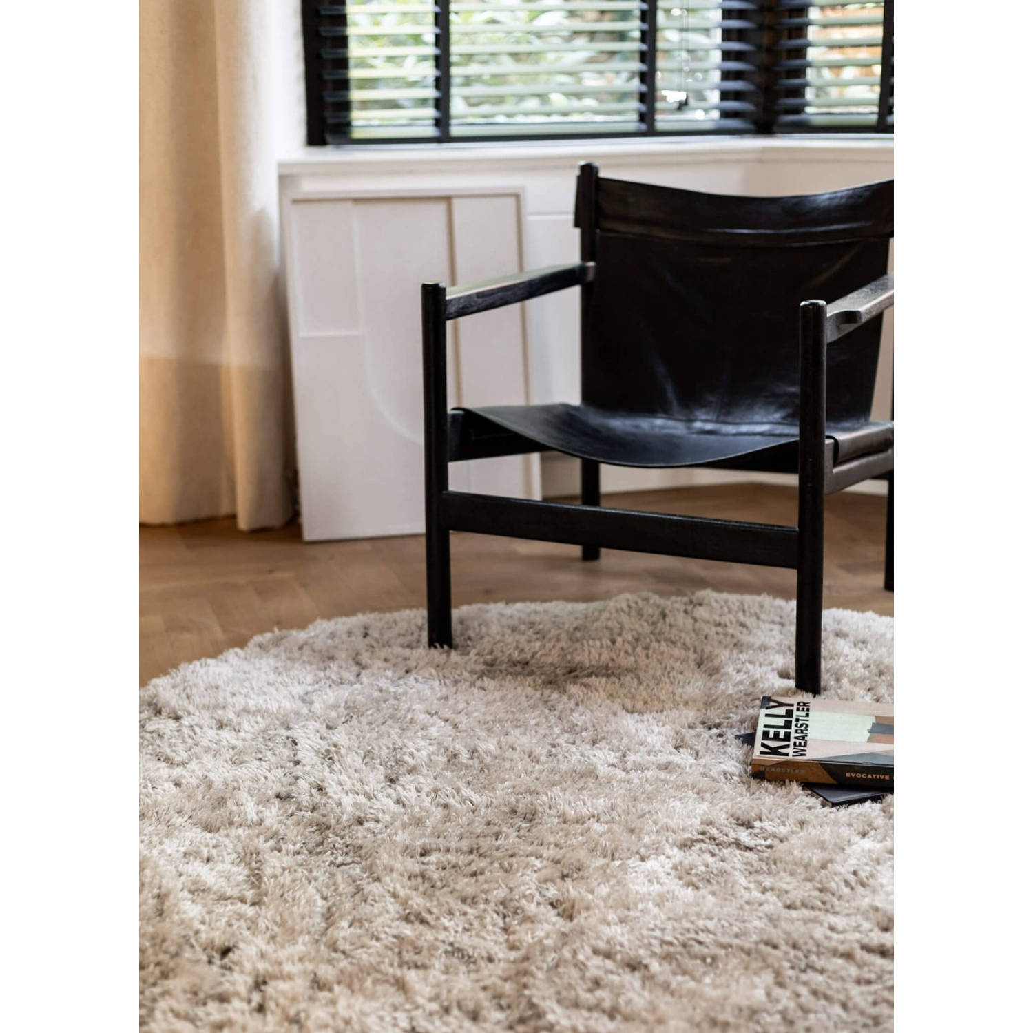 Fender Fluffy Soft Hoogpolig Vloerkleed Creme - 200 CM ROND