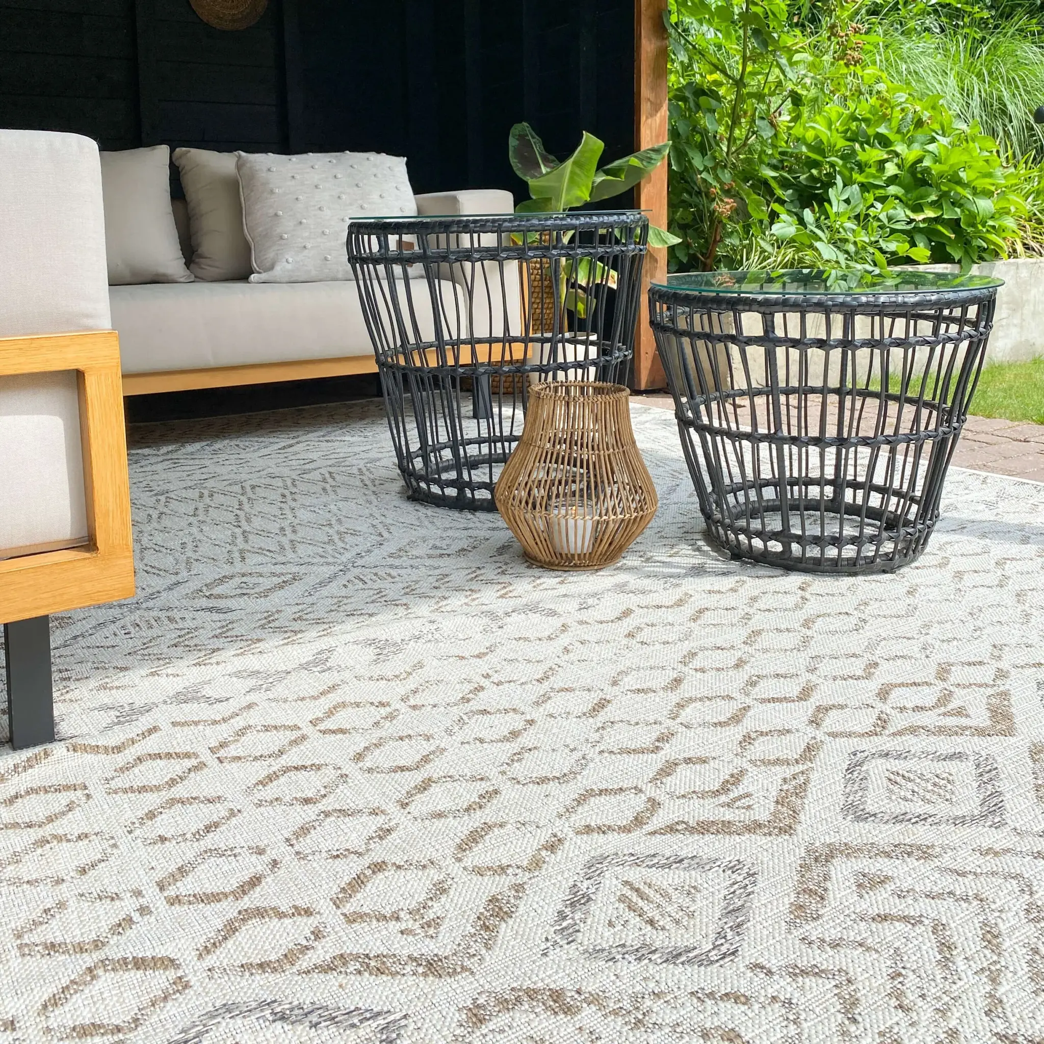 Solid Binnen en Buiten Vloerkleed Laagpolig Zand/Beige - 240x300 CM