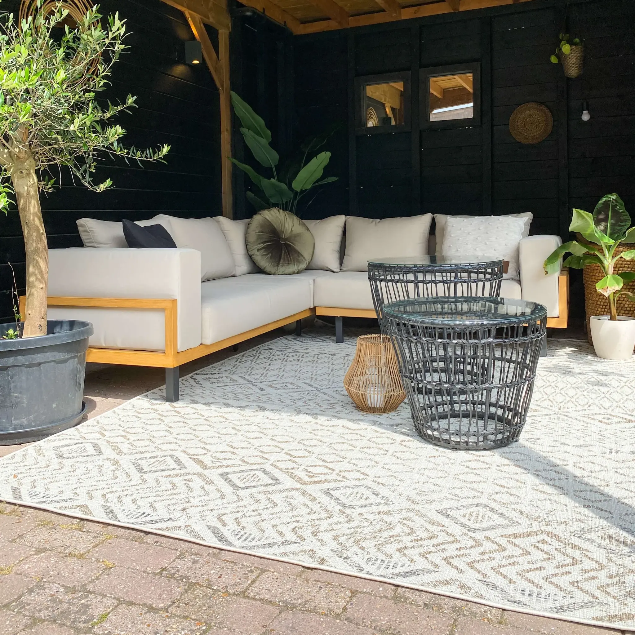 Solid Binnen en Buiten Vloerkleed Laagpolig Zand/Beige - 240x300 CM