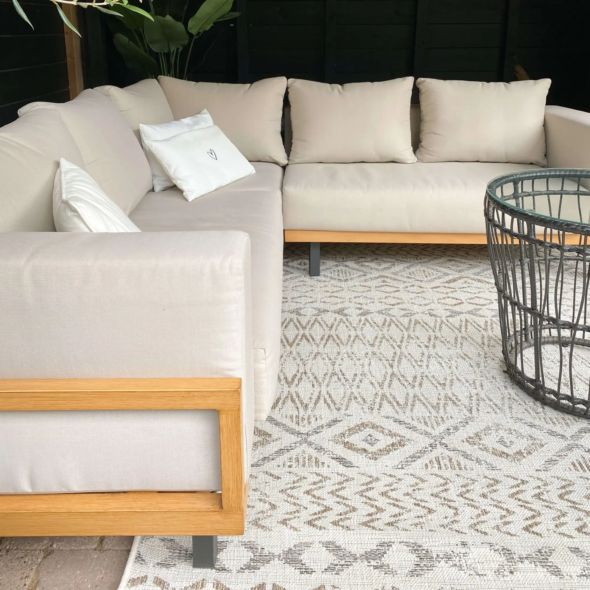 Solid Binnen en Buiten Vloerkleed Laagpolig Zand/Beige - 240x300 CM