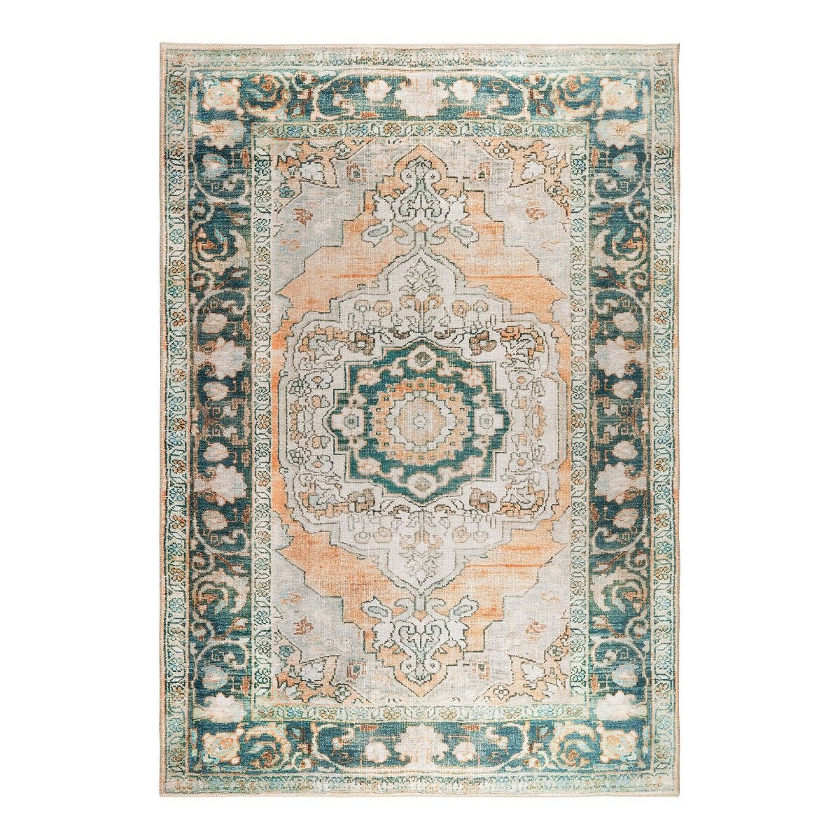 Vintage Vloerkleed Nostalgia Laagpolig Groen/Oranje - 160x230 CM