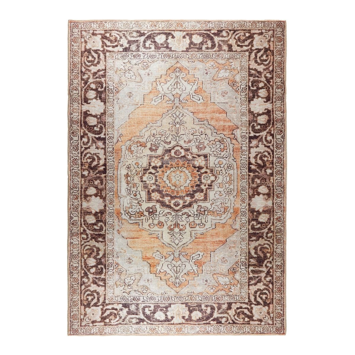 Vintage Vloerkleed Nostalgia Laagpolig Bruin/Oranje - 160x230 CM