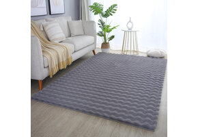 Ambiance Fluffy - Hoogpolig Vloerkleed - Uni Effen Kleur - Grijs - Woonkamer Tapijt - Met Katoenen Rug