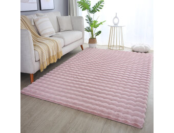Ambiance Fluffy - Hoogpolig Vloerkleed - Uni Effen Kleur - Roze - Woonkamer Tapijt - Met Katoenen Rug
