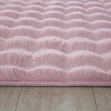 Ambiance Fluffy - Hoogpolig Vloerkleed - Uni Effen Kleur - Roze - Woonkamer Tapijt - Met Katoenen Rug