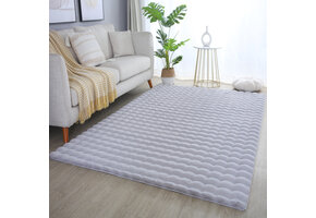 Ambiance Fluffy - Hoogpolig Vloerkleed - Uni Effen Kleur - Zilver - Woonkamer Tapijt - Met Katoenen Rug