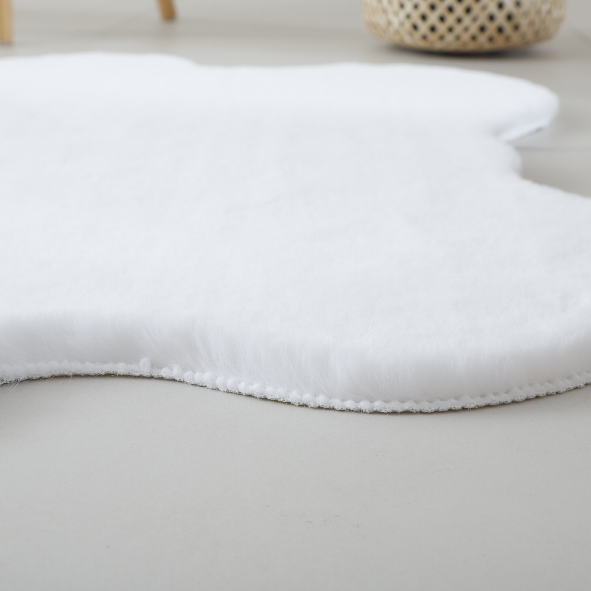 Fluffy Kids - Kinder Vloerkleed - Beer - Hoogpolig - Wit - Kinderkamer Tapijt