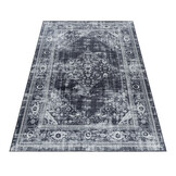 Fiesta Wasbaar Vloerkleed - Laagpolig - Oosters Design - Zwart Grijs - Woonkamer Tapijt - Canvas Rug