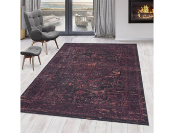 Fiesta Wasbaar Vloerkleed - Laagpolig - Vintage Design - Rood - Woonkamer Tapijt - Canvas Rug