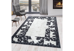 Fiesta Wasbaar Vloerkleed - Laagpolig - Zwart Wit - Woonkamer Tapijt - Canvas Rug
