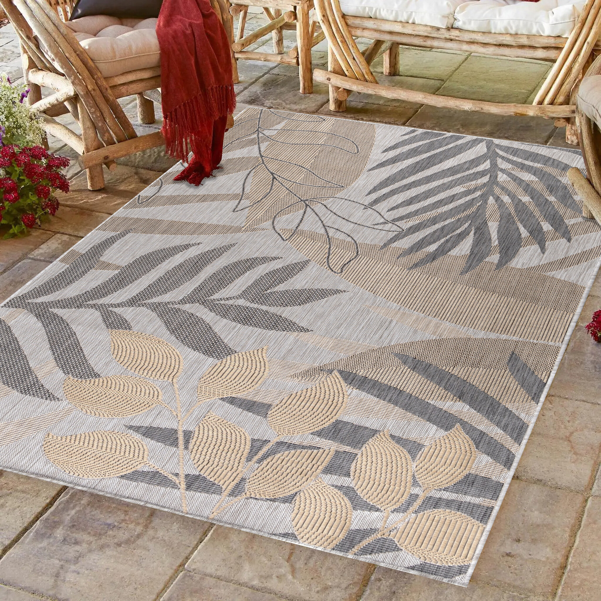 Sunny Outdoor - Tuin Buitenkleed - Beige - Vloerkleed voor Tuin Terras Balkon