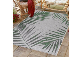 Sunny Outdoor - Tuin Buitenkleed - Palm Design - Groen - Vloerkleed voor Tuin Terras Balkon