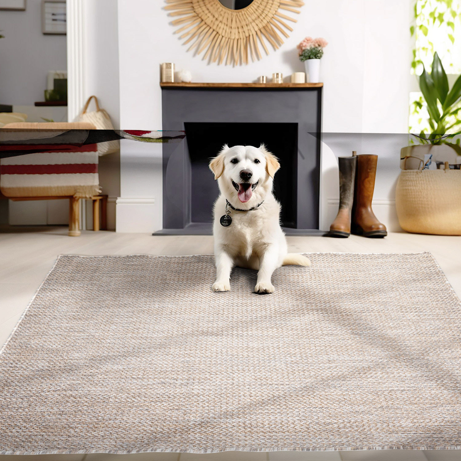 Skanda Home Buitenkleed - In & Outdoor - Uni Design - Beige - Vloerkleed voor Tuin Terras Balkon