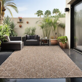 Skanda Home Buitenkleed - In & Outdoor - Geruit Design - Beige - Vloerkleed voor Tuin Terras Balkon