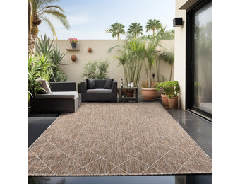 Skanda Home Buitenkleed - In & Outdoor - Geruit Design - Beige - Vloerkleed voor Tuin Terras Balkon
