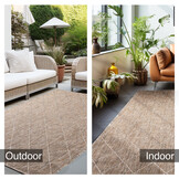 Skanda Home Buitenkleed - In & Outdoor - Geruit Design - Beige - Vloerkleed voor Tuin Terras Balkon