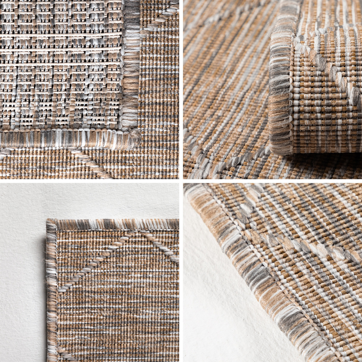 Skanda Home Buitenkleed - In & Outdoor - Geruit Design - Beige - Vloerkleed voor Tuin Terras Balkon