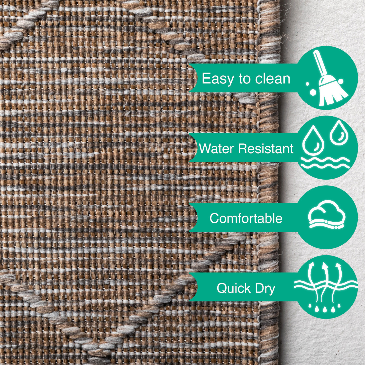 Skanda Home Buitenkleed - In & Outdoor - Geruit Design - Beige - Vloerkleed voor Tuin Terras Balkon