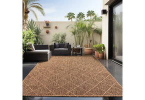 Skanda Home Buitenkleed - In & Outdoor - Geruit Design - Terra - Vloerkleed voor Tuin Terras Balkon