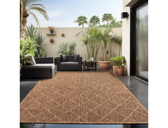 Skanda Home Buitenkleed - In & Outdoor - Geruit Design - Terra - Vloerkleed voor Tuin Terras Balkon