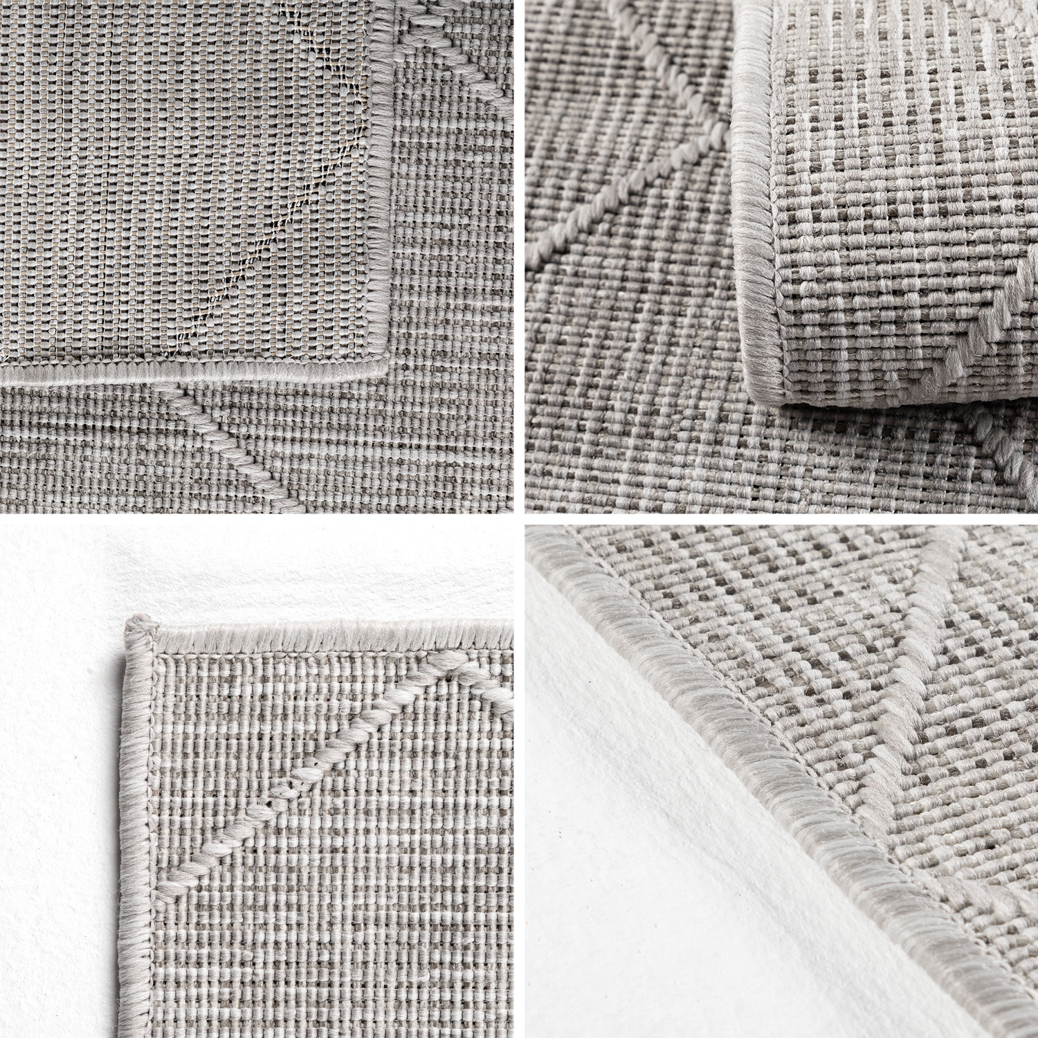 Skanda Home Buitenkleed - In & Outdoor - Geruit Design - Grijs - Vloerkleed voor Tuin Terras Balkon
