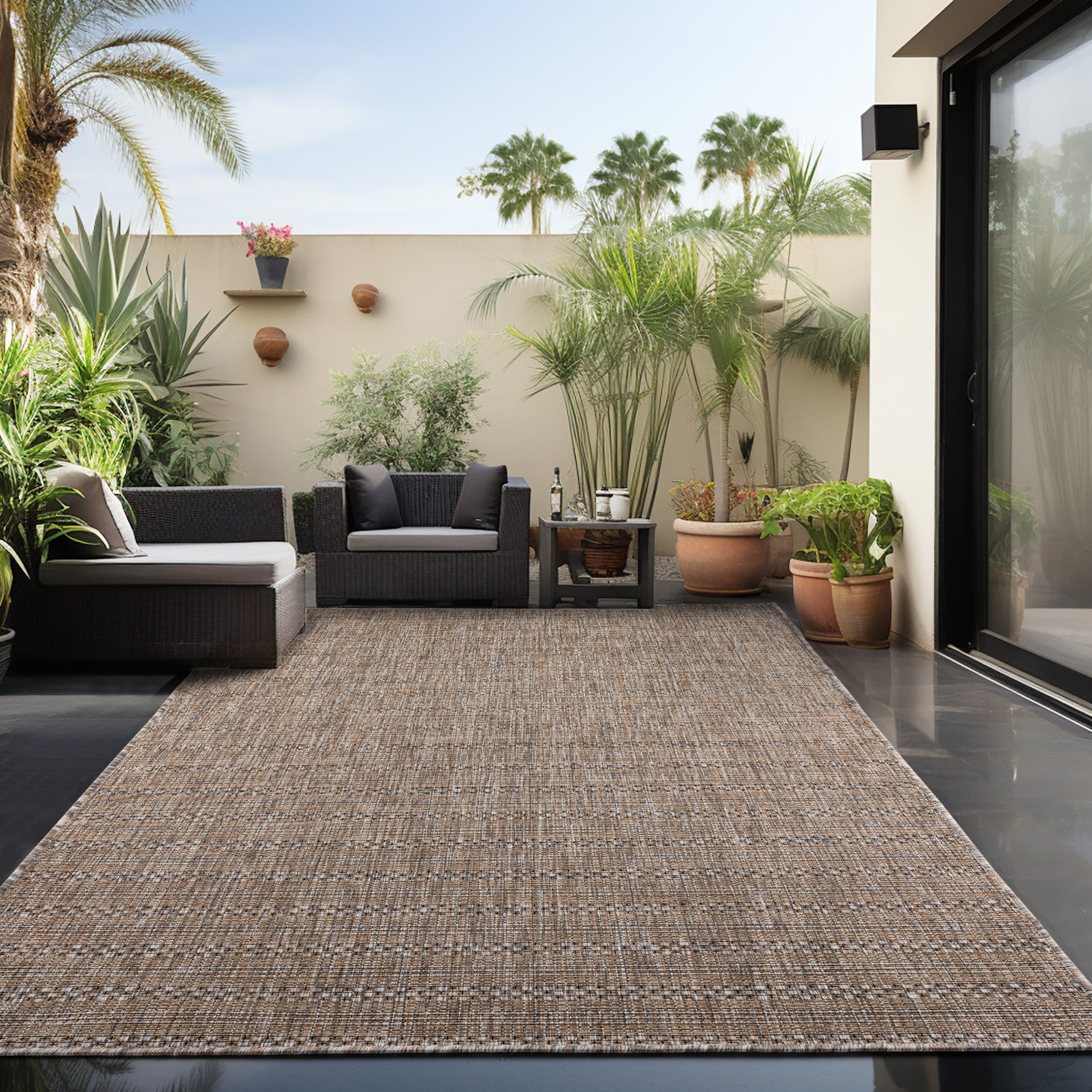 Skanda Home Buitenkleed - In & Outdoor - Uni Design - Beige - Vloerkleed voor Tuin Terras Balkon