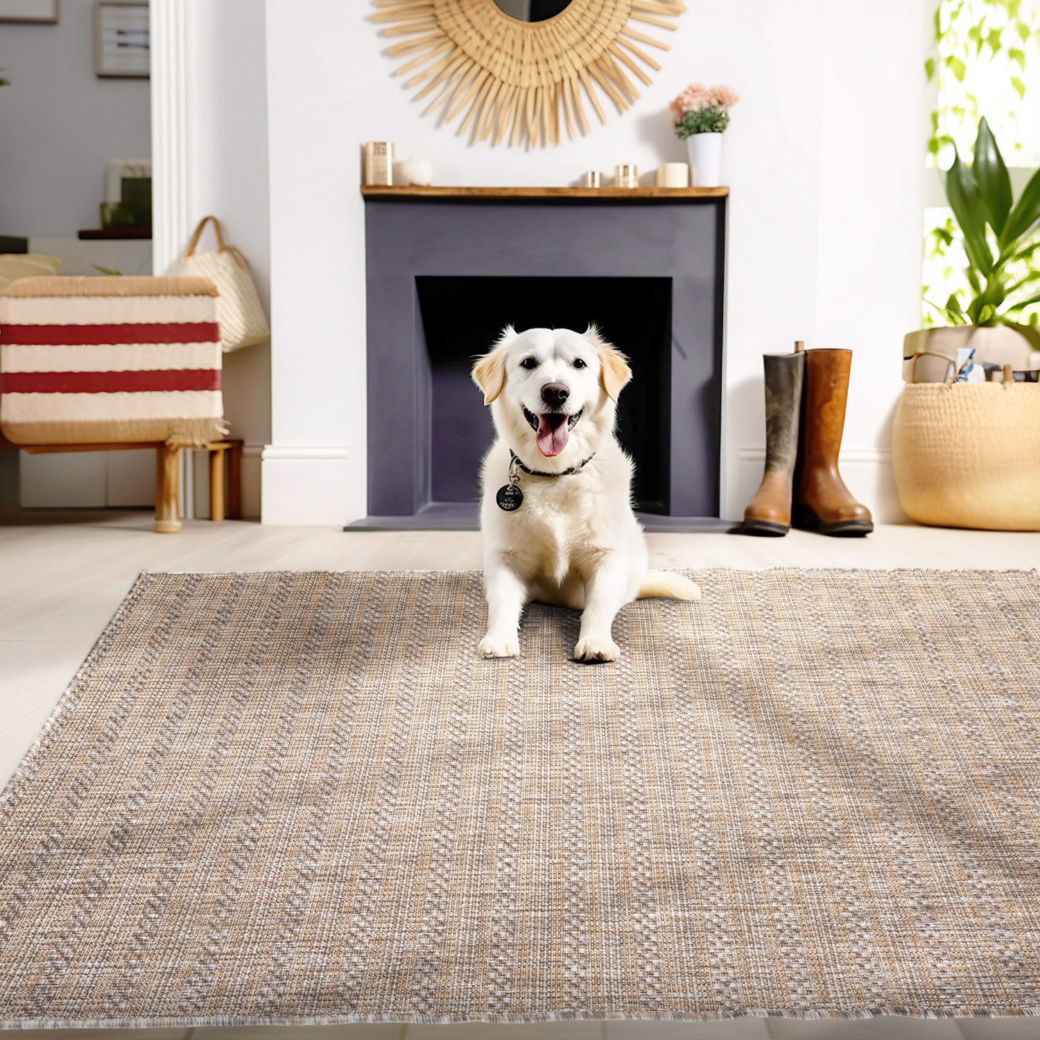 Skanda Home Buitenkleed - In & Outdoor - Uni Design - Beige - Vloerkleed voor Tuin Terras Balkon