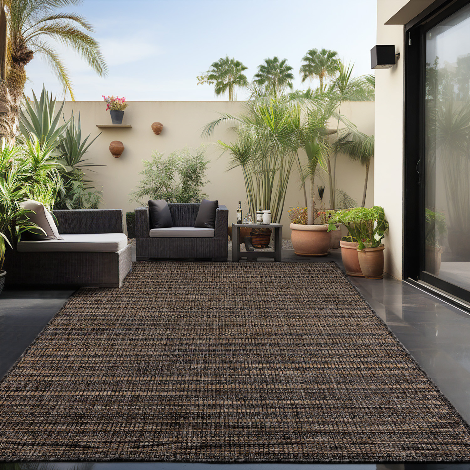 Skanda Home Buitenkleed - In & Outdoor - Uni Design - Zwart - Vloerkleed voor Tuin Terras Balkon