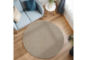 Loom Uni Effen Vloerkleed - Rond - Uni Kleur - Beige - Woonkamer Slaapkamer Tapijt - Laagpolig
