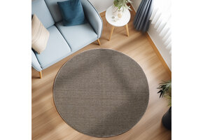 Loom Uni Effen Vloerkleed - Rond - Uni Kleur - Bruin - Woonkamer Slaapkamer Tapijt - Laagpolig