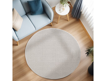 Loom Uni Effen Vloerkleed - Rond - Uni Kleur - Creme - Woonkamer Slaapkamer Tapijt - Laagpolig