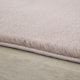 Pouffy Fluffy  - Hoogpolig  Rond Vloerkleed - Uni Kleur - Beige - Woonkamer Tapijt - Katoenen Rug