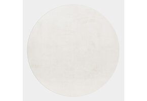 Pouffy Fluffy  - Hoogpolig  Rond Vloerkleed - Uni Kleur -Creme - Woonkamer Tapijt - Katoenen Rug