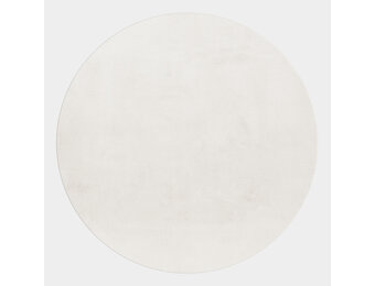 Pouffy Fluffy  - Hoogpolig  Rond Vloerkleed - Uni Kleur -Creme - Woonkamer Tapijt - Katoenen Rug