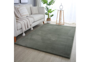 Pouffy Fluffy  - Hoogpolig Vloerkleed - Uni Kleur -Groen - Woonkamer Tapijt - Katoenen Rug