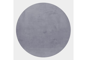 Pouffy Fluffy  - Hoogpolig  Rond Vloerkleed - Uni Kleur - Grijs - Woonkamer Tapijt - Katoenen Rug