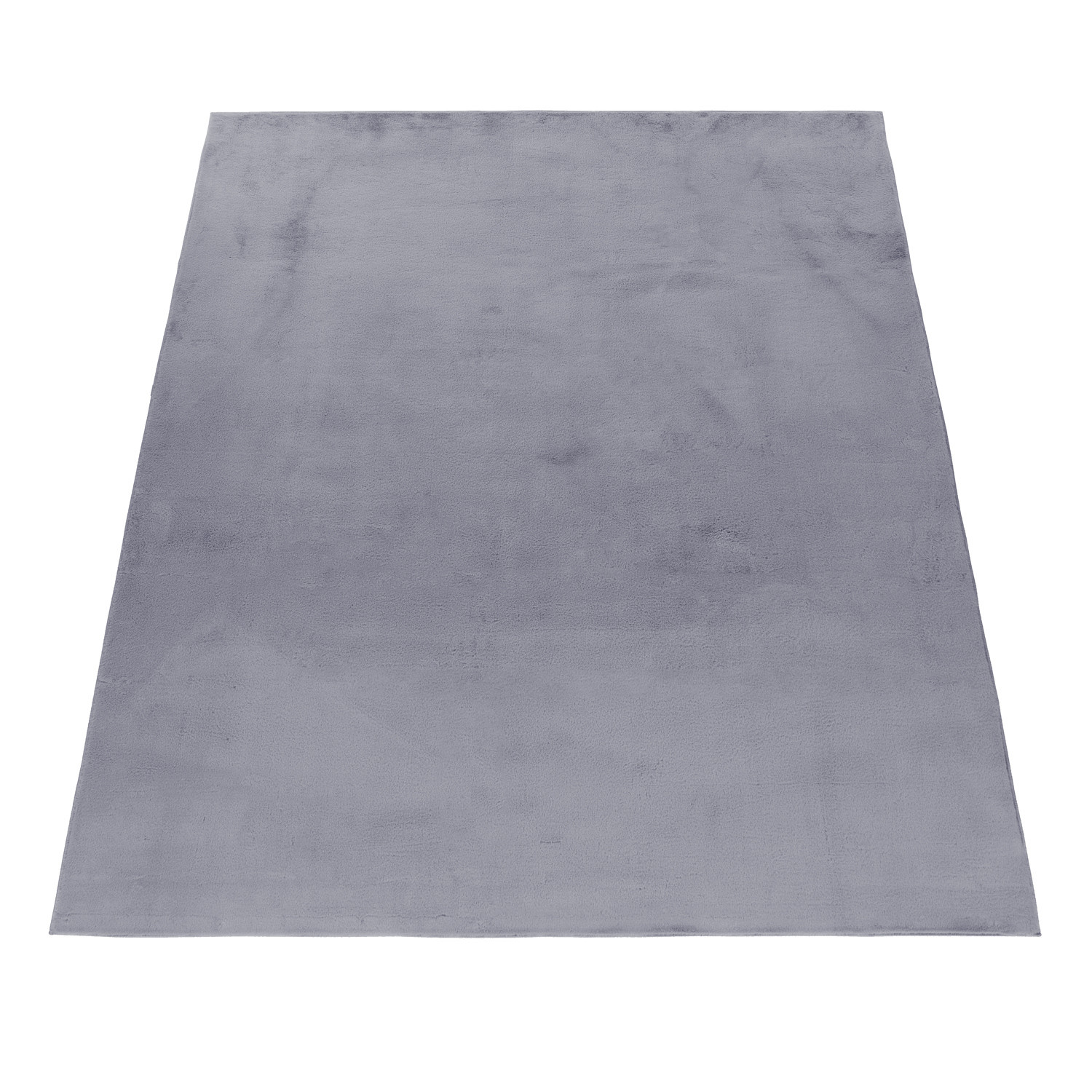 Pouffy Fluffy - Hoogpolig Vloerkleed - Uni Kleur - Grijs - Woonkamer Tapijt - Katoenen Rug