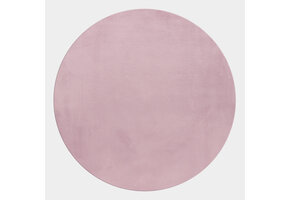Pouffy Fluffy  - Hoogpolig  Rond Vloerkleed - Uni Kleur - Roze - Woonkamer Tapijt - Katoenen Rug