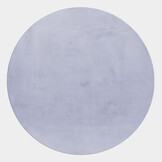 Pouffy Fluffy  - Hoogpolig  Rond Vloerkleed - Uni Kleur - Zilver - Woonkamer Tapijt - Katoenen Rug