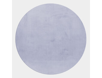 Pouffy Fluffy  - Hoogpolig  Rond Vloerkleed - Uni Kleur - Zilver - Woonkamer Tapijt - Katoenen Rug