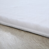 Pouffy Fluffy  - Hoogpolig  Rond Vloerkleed - Uni Kleur - Wit - Woonkamer Tapijt - Katoenen Rug