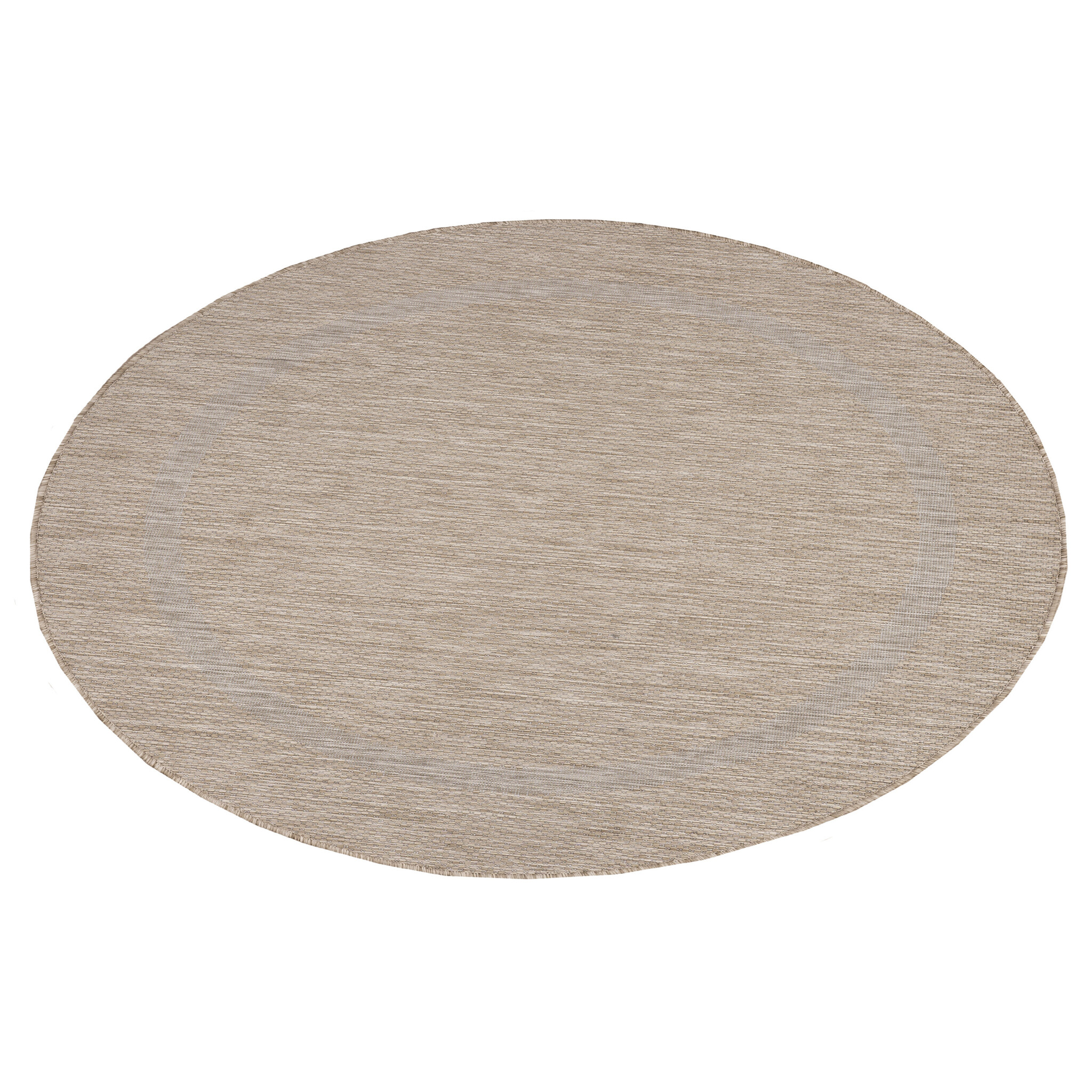Relax Uni Tuin - Rond Buitenkleed - Indoor & Outdoor - Laagpolig Effen - Beige
