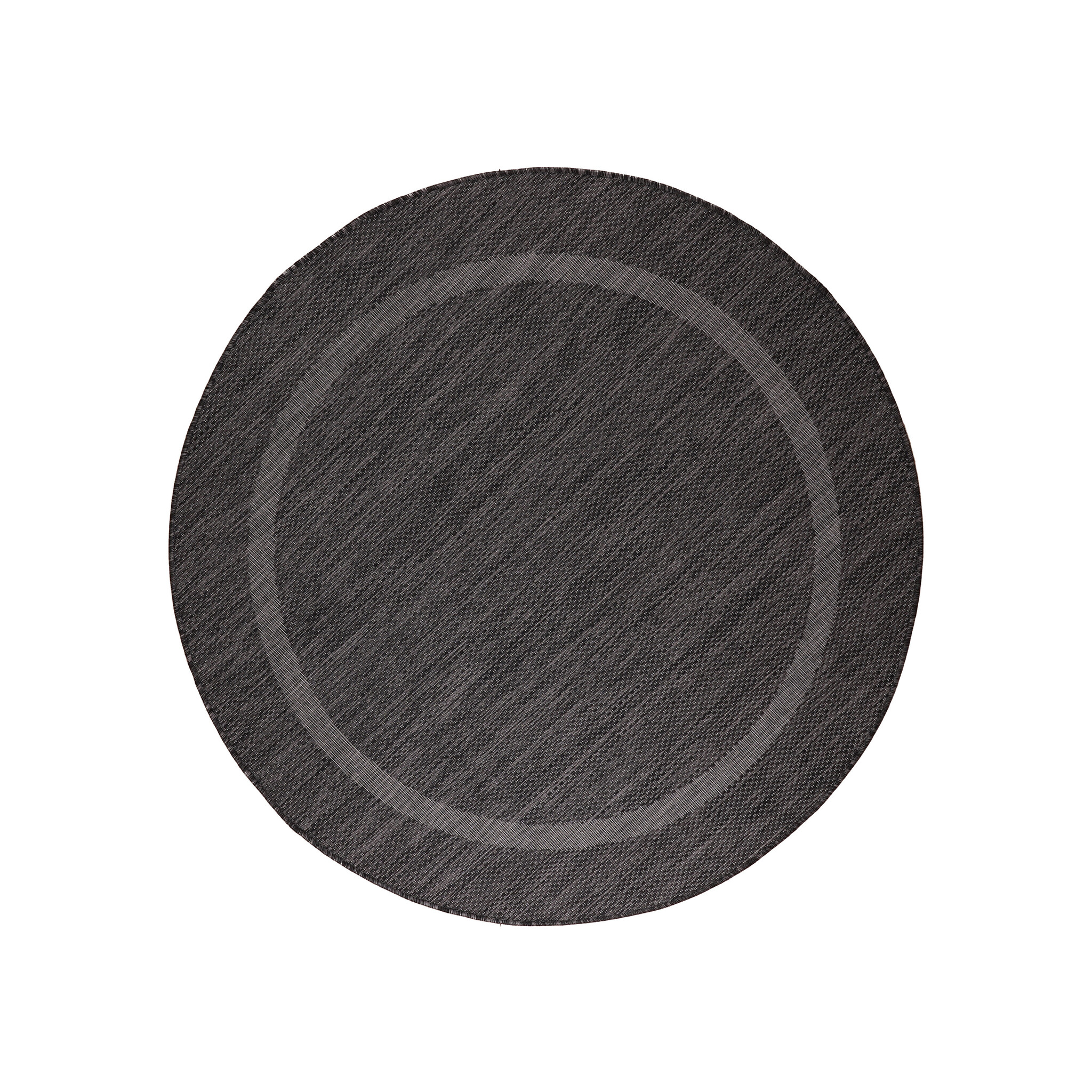 Relax Uni Tuin - Rond Buitenkleed - Indoor & Outdoor - Laagpolig Effen - Zwart