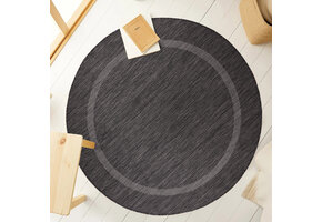 Relax Uni Tuin - Rond Buitenkleed - Indoor & Outdoor - Laagpolig Effen - Zwart