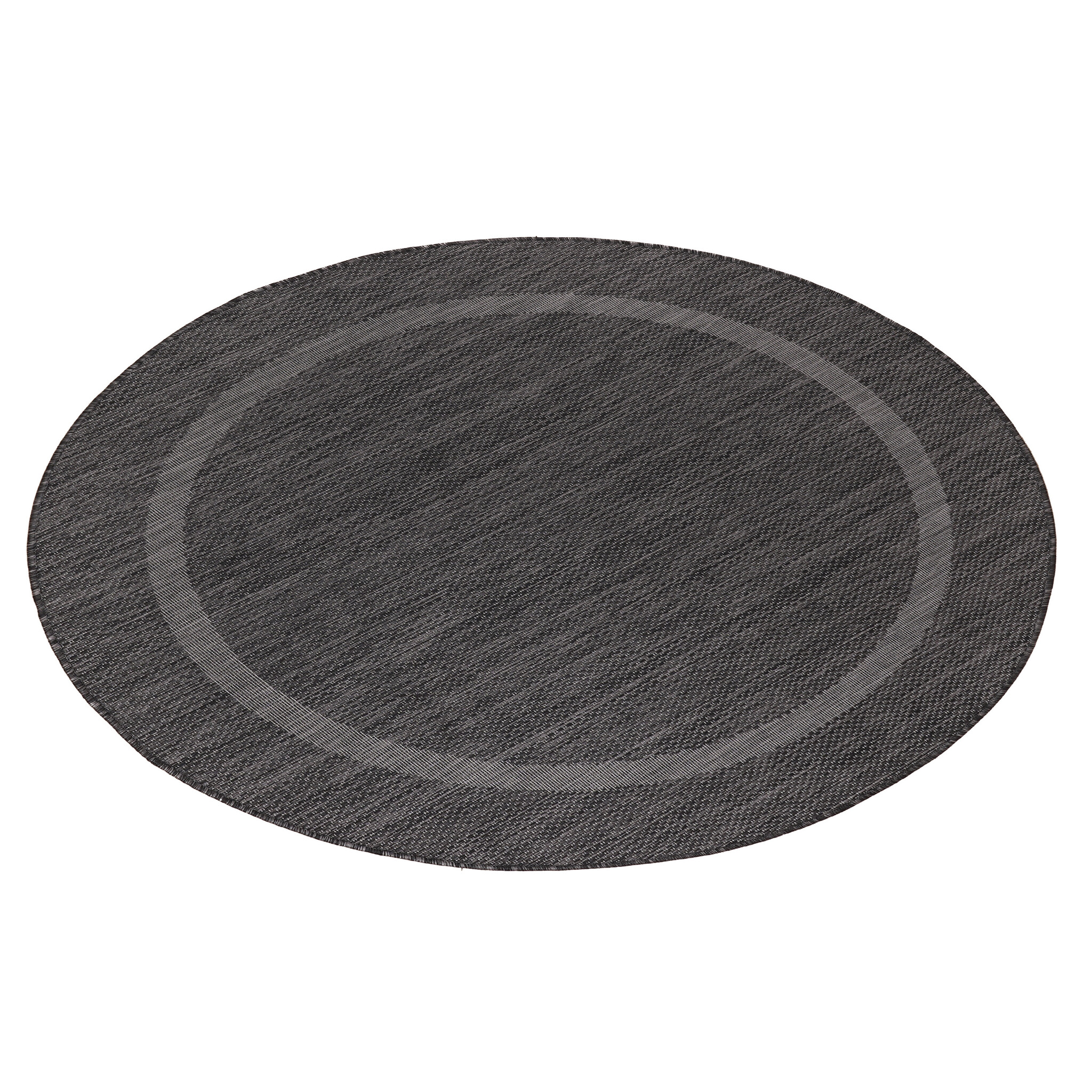 Relax Uni Tuin - Rond Buitenkleed - Indoor & Outdoor - Laagpolig Effen - Zwart